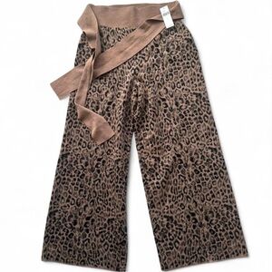 Anthropologie Brown Leopard Wide-Leg Pants